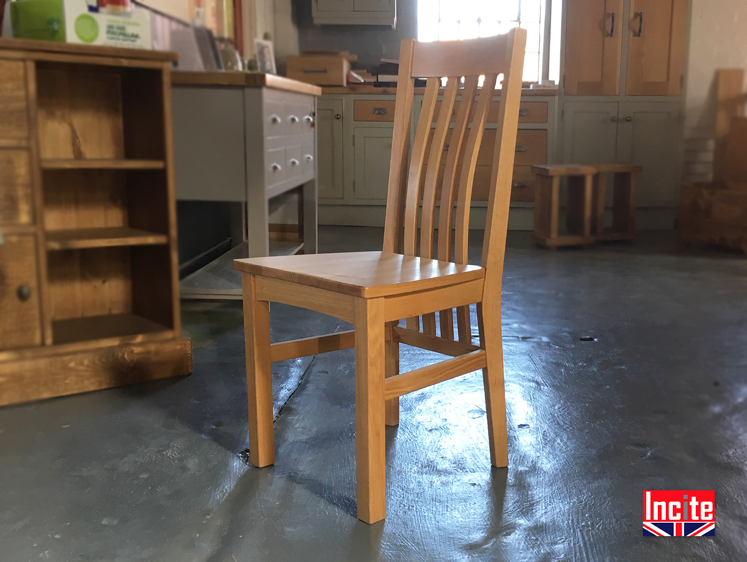 Curved back sales wooden chair